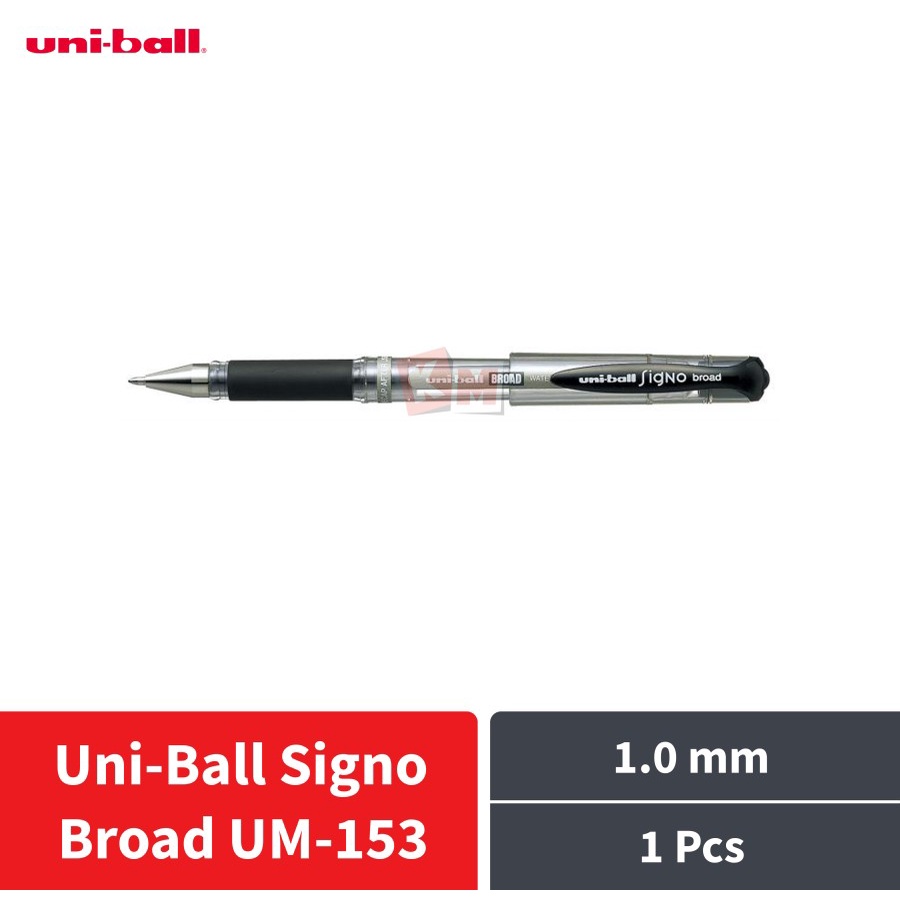 Pulpen Ballpoint Pena Uni-Ball Signo Broad UM-153 1.0 mm Hitam Roller Gel Pen UniBall