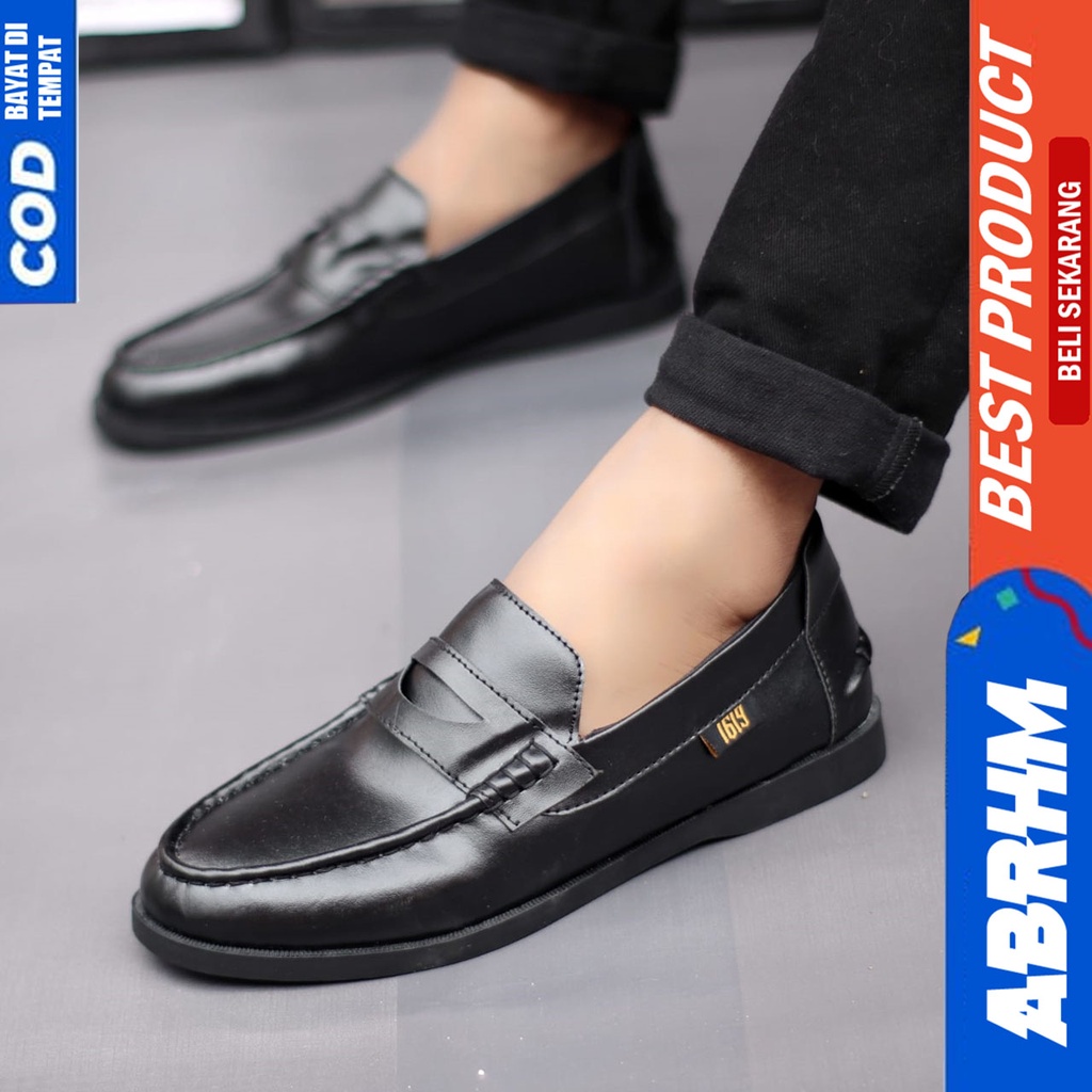 ABRHM X PECCO Sepatu Formal Pria Sepatu Pria Casual Pantofel Kulit Syntetic Sepatu Kasual Cowok / Cowo Oxford Kerja Kantor Kuliah Kondangan Gaya Keren Kekinian Original Murah Terlaris