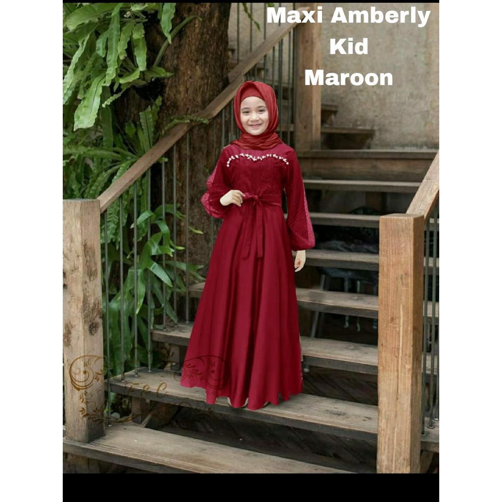 Dress Muslim Anak/ Pakaian Muslim Anak Perempuan AMBERLY/ Fashion Muslim Anak