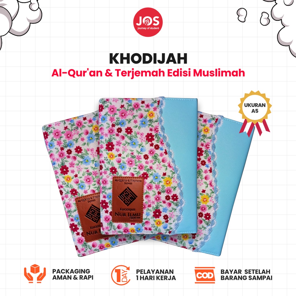 Al Quran Wanita Khodijah Ukuran A5 Resleting Quran Terjemah dan Tajwid Berwarna NUR ILMU