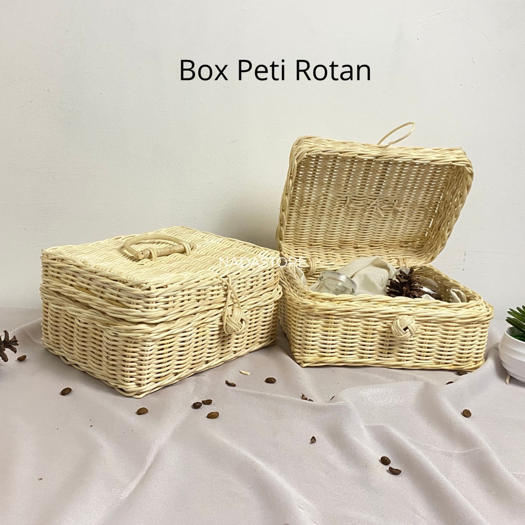 KERANJANG ROTAN RATTAN kotak persegi anyaman parcel hampers bingkisan seserahan tray nampan serba guna