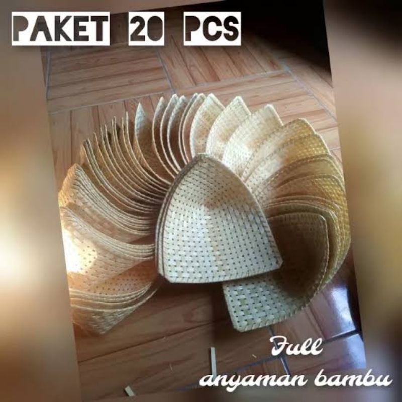 Besek Piring Pincuk Anyaman Bambu 24×30 cm (20 Pcs) Besek Pincuk Pecel Piring Bambu