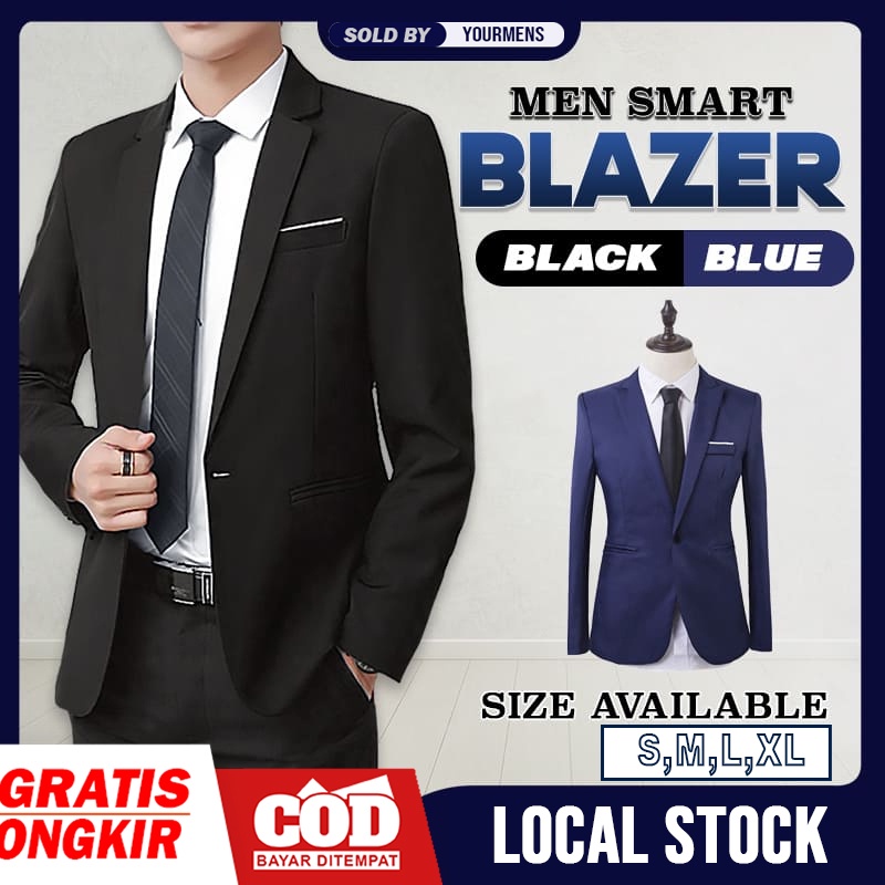 SETELAN BLAZER PRIA SLIMFIT 4IN1 - BLACK AND BLUE CLASSIC SUPER SLIMFIT HIGH TWIST ORIGINAL NIKAYU