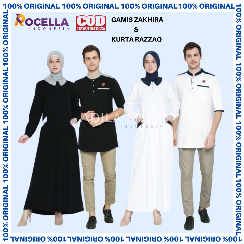 Gamis & Kurta Couple Kaos Couple/Rocella Gamis Zakhira Rocella Kaos Kurta Razzaq/Baju Pasangan/Gamis