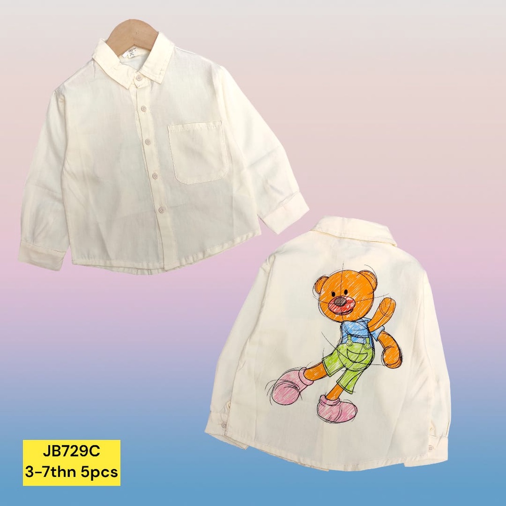 Grosir Kemeja Cream3-7thn (5pcs x Rp 59.000) JB726C