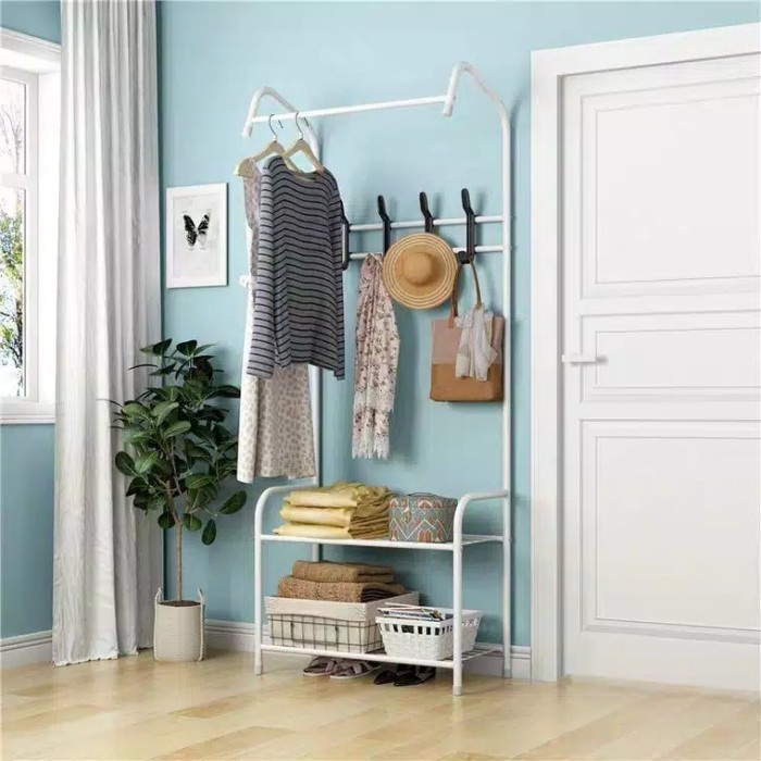 hanger STAND HANGER Baju Multifngsi/rak serbaguna/Topi Tas Jaket A938 - Putih(Z1P1) hanger lipat han
