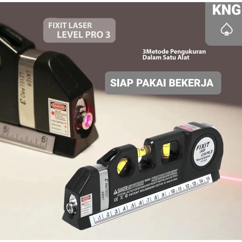 Alat Meteran Waterpass Infrared Digital Vertikal Horizontal Presisi - Penggaris Fix Level  Pro 3 Multifungsi