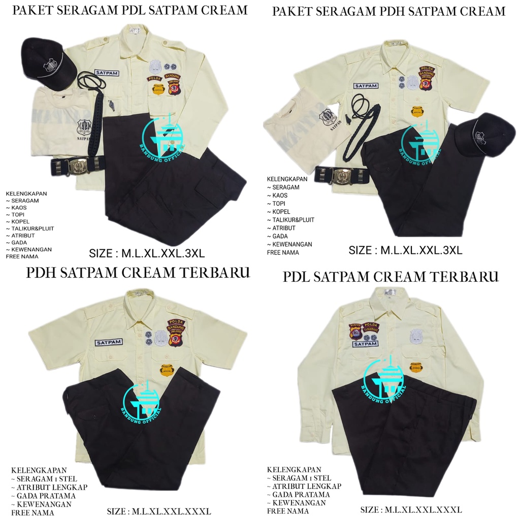 SERAGAM SATPAM TERBARU / SERAGAM SECURITY / SATPAM CREAM /PDH CREAM / PDL CREAM / SERAGAM SATPAM TER
