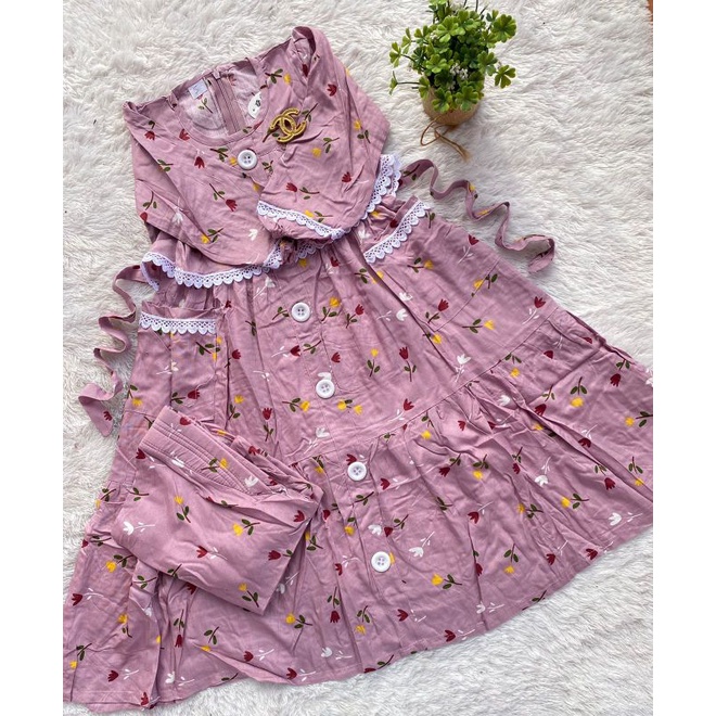 gamis anak bahan rayon motif