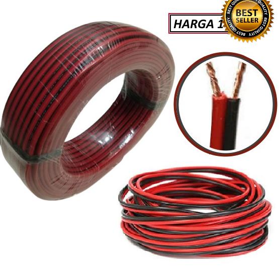 Termurah 1 Roll Kabel Listrik Serabut Merah Hitam NYZ 2 x 23 zigno Kabel Listrik/Kabel Audio