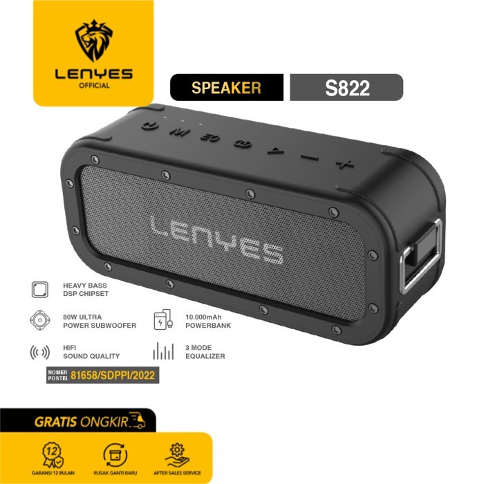 Lenyes S822 Wireless Bluetooth Speaker Waterproof DSP Hi-Fi Heavy Bass WIRELESS SPEAKER PORTABLE SPEAKER MUSIC BOX BLUETOOTH spiker outdoor original
