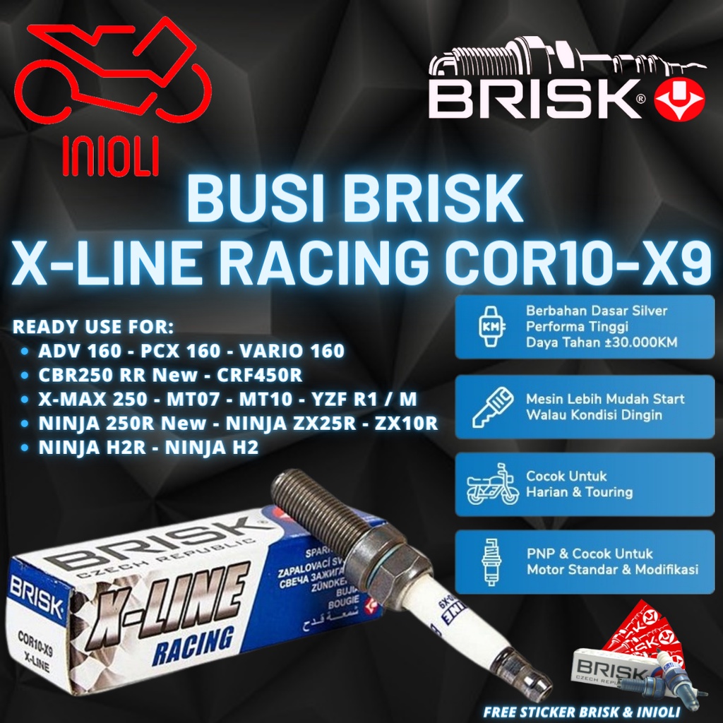 BUSI RACING IRIDIUM BRISK X-LINE RACING COR10-X9 ADV PCX VARIO 160 X-MAX 250 NINJA 250R NEW ZX25R H2