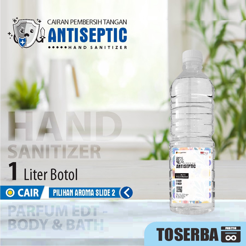 Hand Sanitizer Cair Putihan 1 Liter Antiseptic 70% Aroma Wangi ( Kemasan Botol PET)