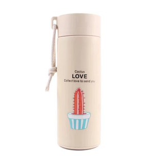 Termos Botol Kaca Minum Botol Motif Cactus Love Termos Kaca Botol