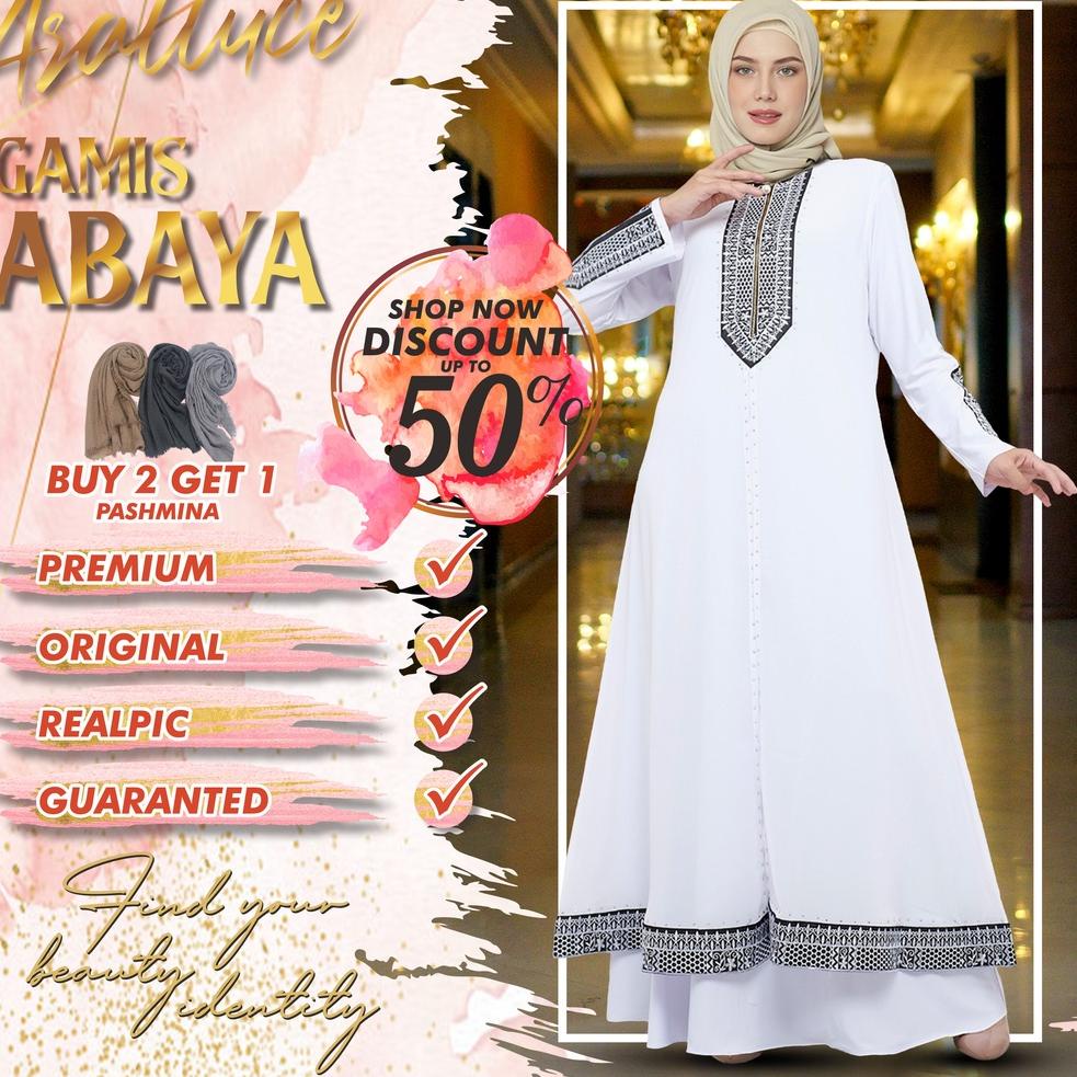 PALING DICARI [ ARALLUCE ] Baju Dress Gamis Muslim Wanita 2 IN 1 Abaya Turkey Outer Turki Mewah Eleg