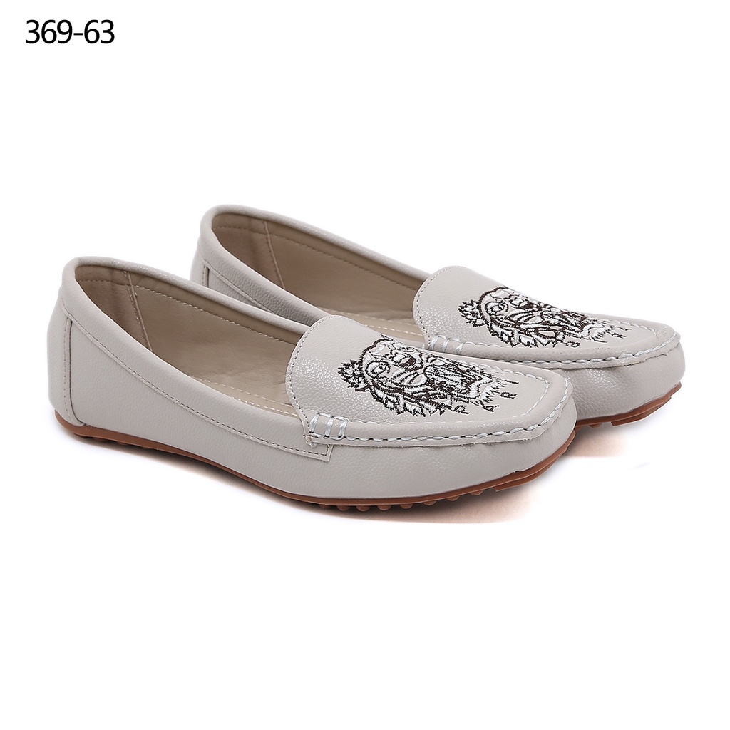 kz Leather Embroidery Flat Shoes 369-63 369-KZ