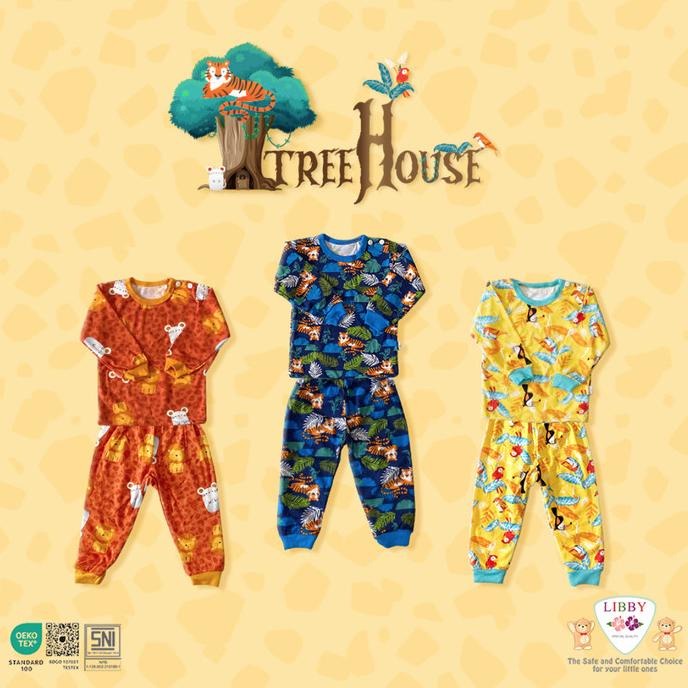 Libby Stelan Baju Panjang &amp; Celana Panjang - Tree House Series (isi 3Pcs) Baju Bayi