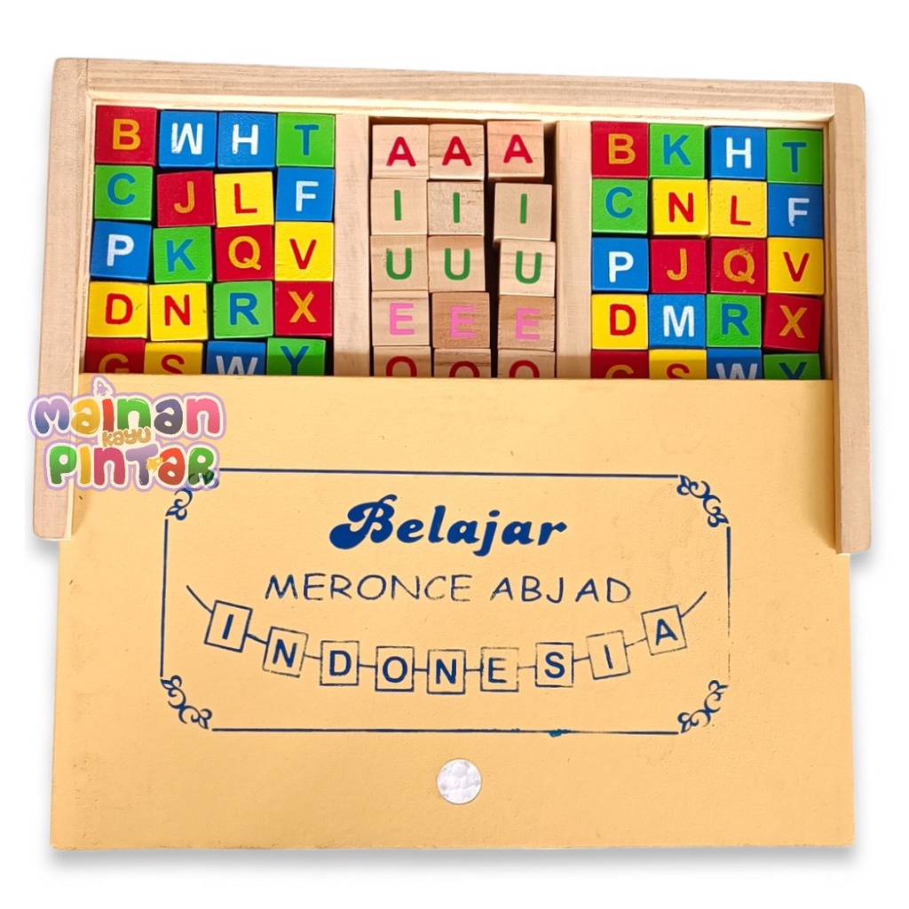 Meronce Abjad Dengan Tutup Mainan Edukasi Anak