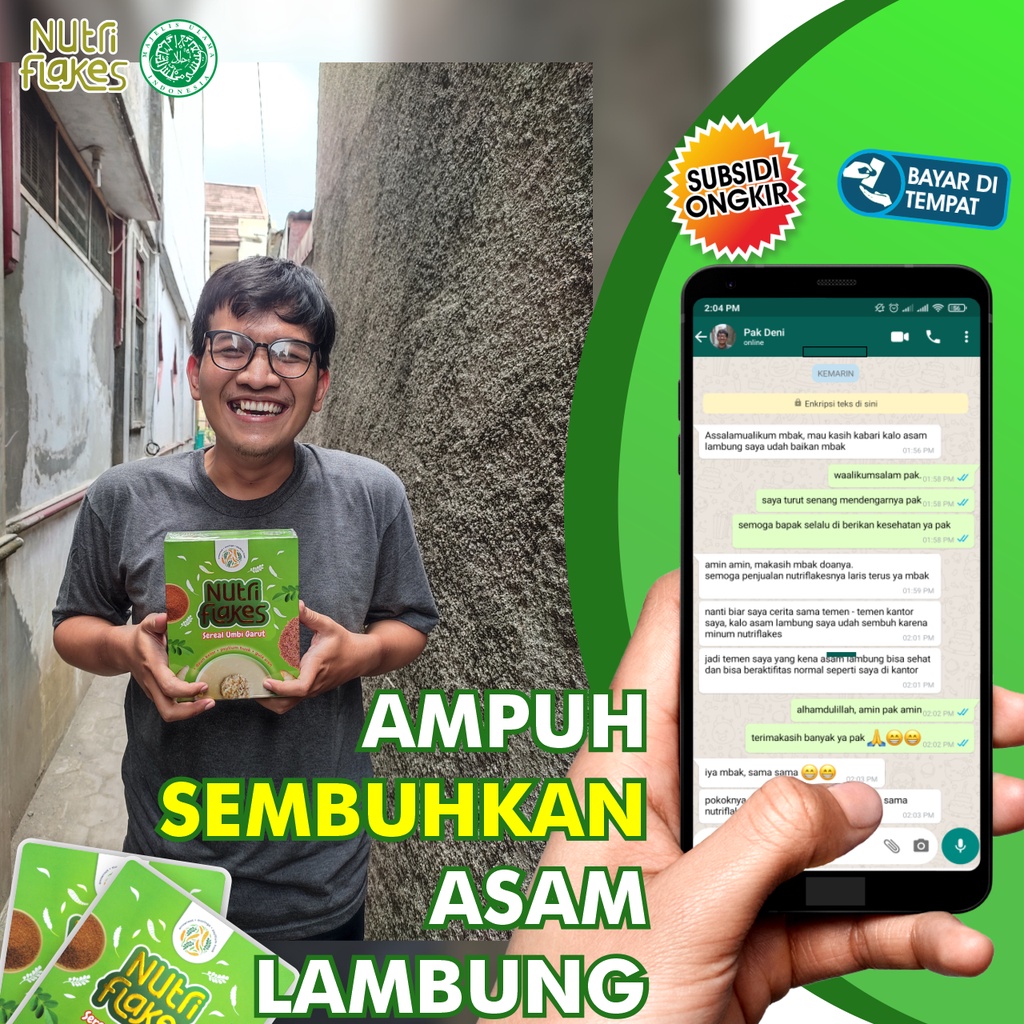 NUTRIFLAKES Minuman Serbuk Umbi Garut Solusi Maag &amp; Asam Lambung Paket 1 Box