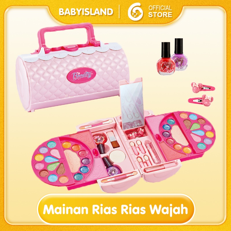 Mainan rias Rias Wajah untuk anak perempuan, kosmetik bayi non-toksik Kosmetik bayi, lipstik, perona mata, perona pipi, cat kuku, Kotak rias 22 IN 1 Bahan yang larut dalam air