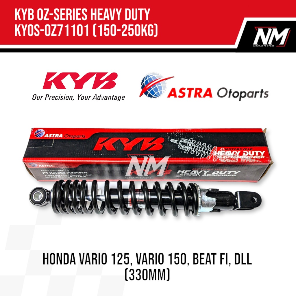 Shockbreaker Sok Belakang Vario 125/150 Beat Fi KYB Heavy Duty KYOS-OZ71101 Untuk Beban Berat 330mm