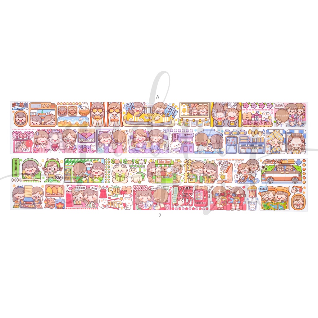 Stiker Washi Lembaran Girls Day Out Sticker Motif Cewek Lucu DIY Scrapbook GH 303050