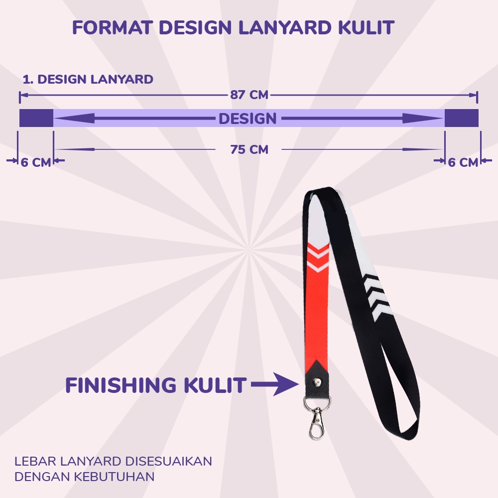 [CUSTOM SATUAN] Custom Lanyard id card printing full 2 sisi ukuran 2 cm dan 1,5 cm satuan murah