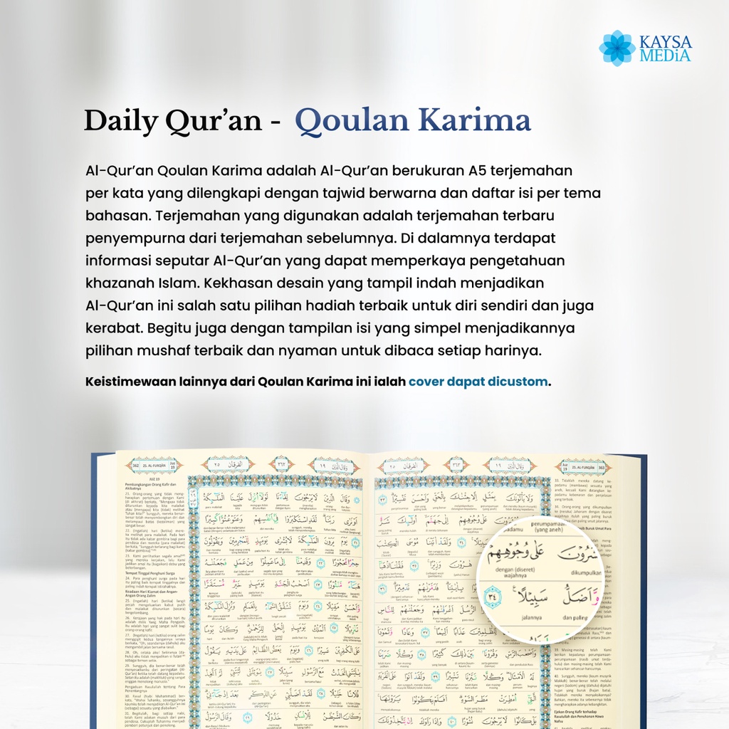 (Free Custom nama) Al Qur'an Terjemahan perkata Qoulan Karima