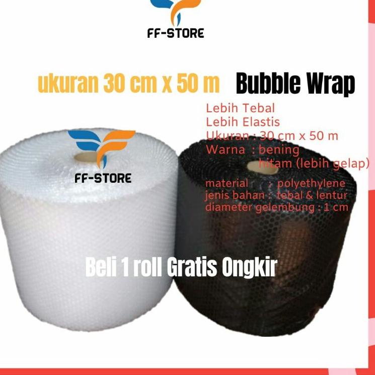 

12.12 [50Mx30CM] Bubble Wrap Hitam Bening Roll 30 cm x 50 m Tebal Premium Ekonomis Murah Gosend Grab Bandung murah