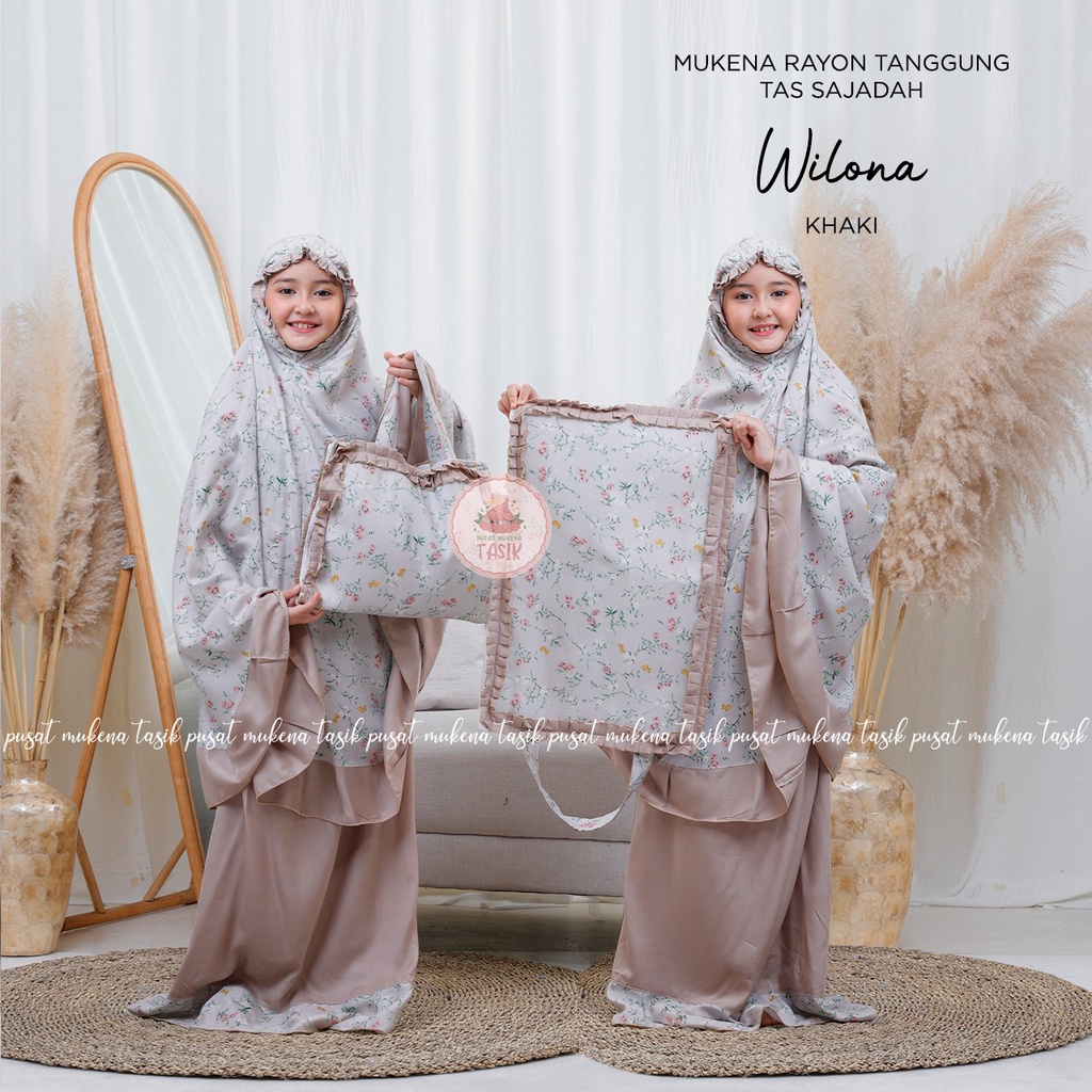 PUSAT MUKENA TASIK - MUKENA ANAK RAYON TANGGUNG MOTIF WILONA (TAS SAJADAH)