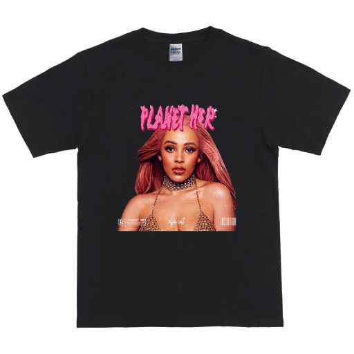 Kaos Tshirt Doja Cat "Planet Her" Hitam Putih  Merchandise by RughSide