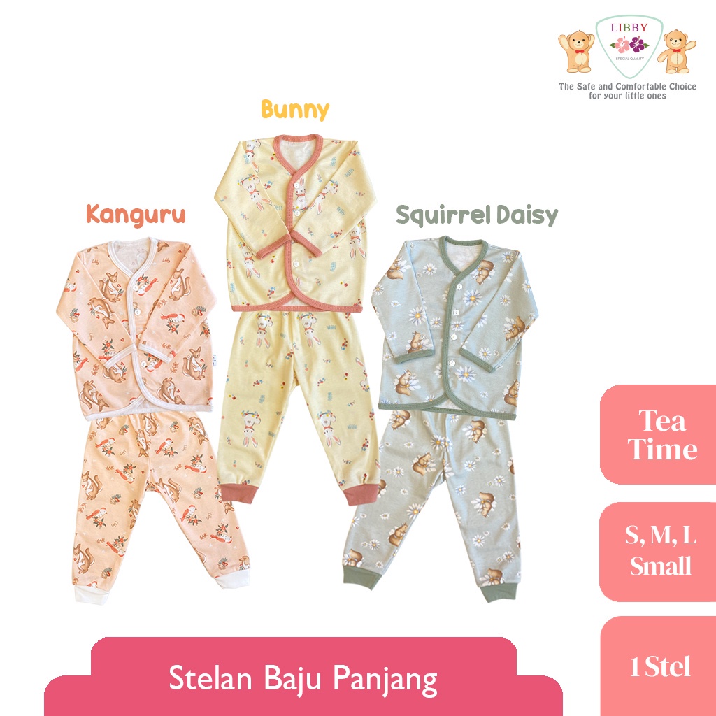 LIBBY Setelan Baju Panjang - Celana Panjang Motif (1 setel) | Ukuran SML