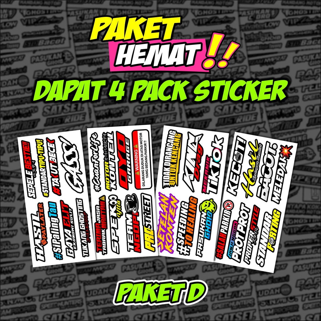 Sticker Racing Stiker Motor [ PAKET HEMAT 4 PACK ]