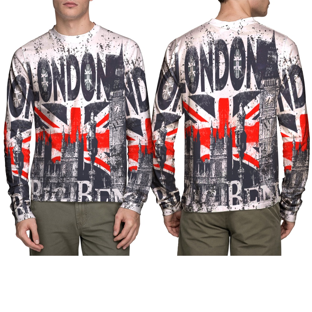 KAOS LONDON VINTAGE // KAOS FULLPRINT INGGRIS // T-SHIRT LENGAN PANJANG KEREN
