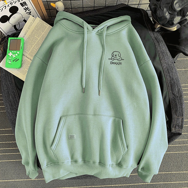 Parisdivarious Sweater Hoodie Jemper (Bordir) Doogie Bahan Fleece Size S - XXL (Pria &amp; Wanita)