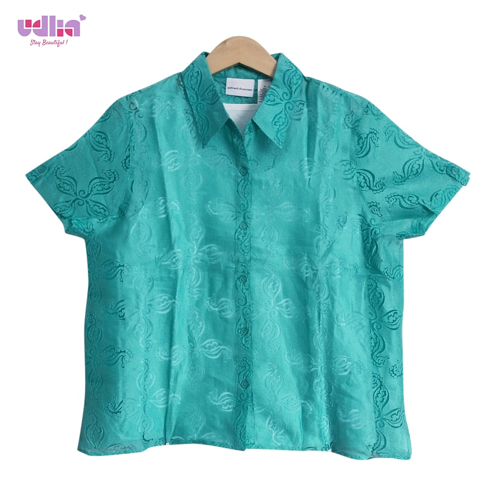 Udlia Kemeja Pendek Oversized Sage Atasan Wanita Jumbo LD 108 to 140