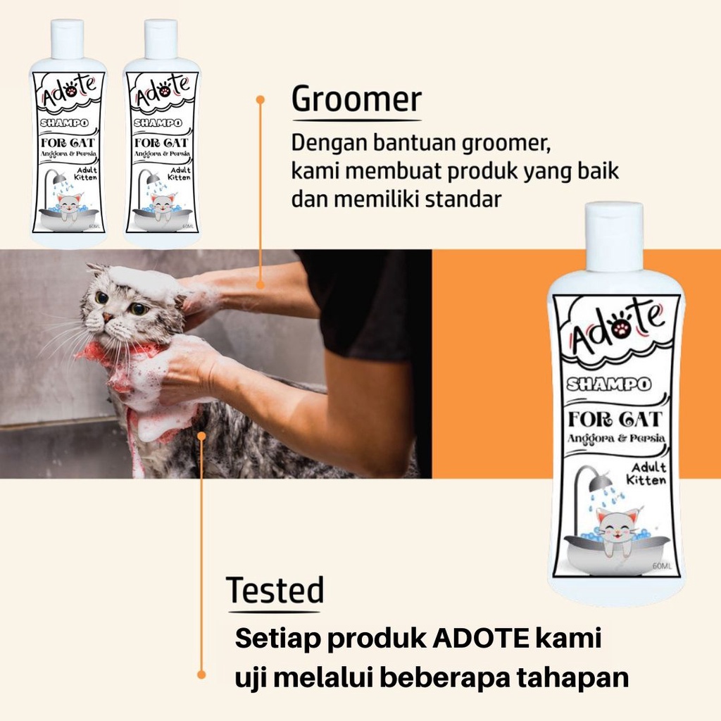 Shampo Kucing Persia Anggora Anti Lepek Adote dan Bedak Untuk Bulu Rontok Melebatkan Bulu Alami FEZONE