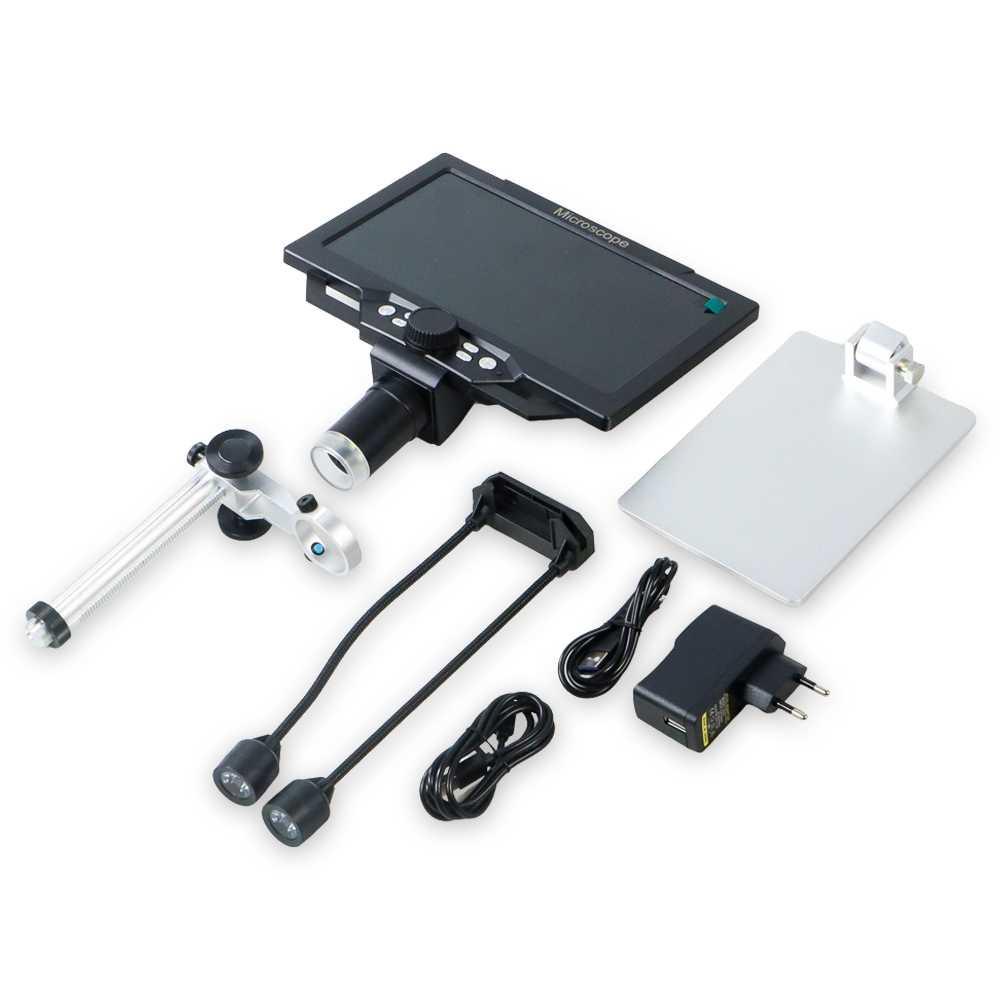 Mikroskop Digital 12MP 1600X dengan Monitor &amp; Metal Stand - G1600 - Silver