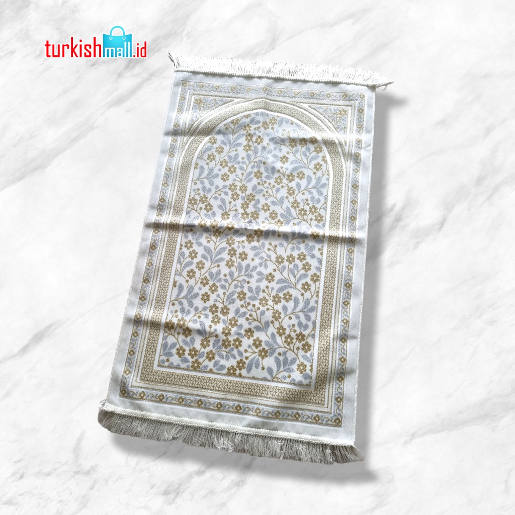 Sajadah Turki Premium Putih Silver_Sajadah Turki EXCLUSIVE benang putih kualitas impor_Sajadah Mewah