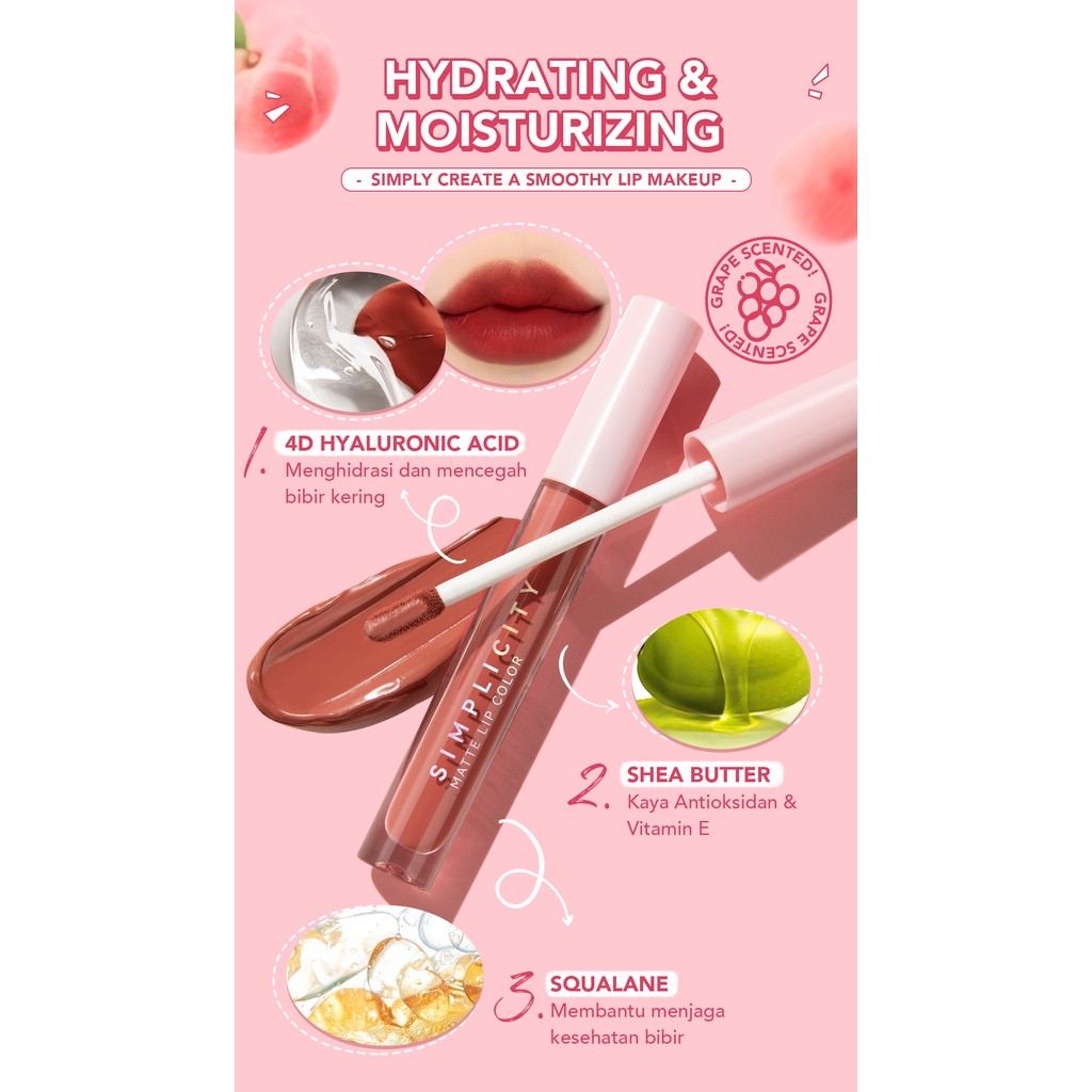 [BPOM][NEW] YOU Simplicity Matte Lip Color | Transferproof | Pigmented Lipstick | Melembapkan Bibir