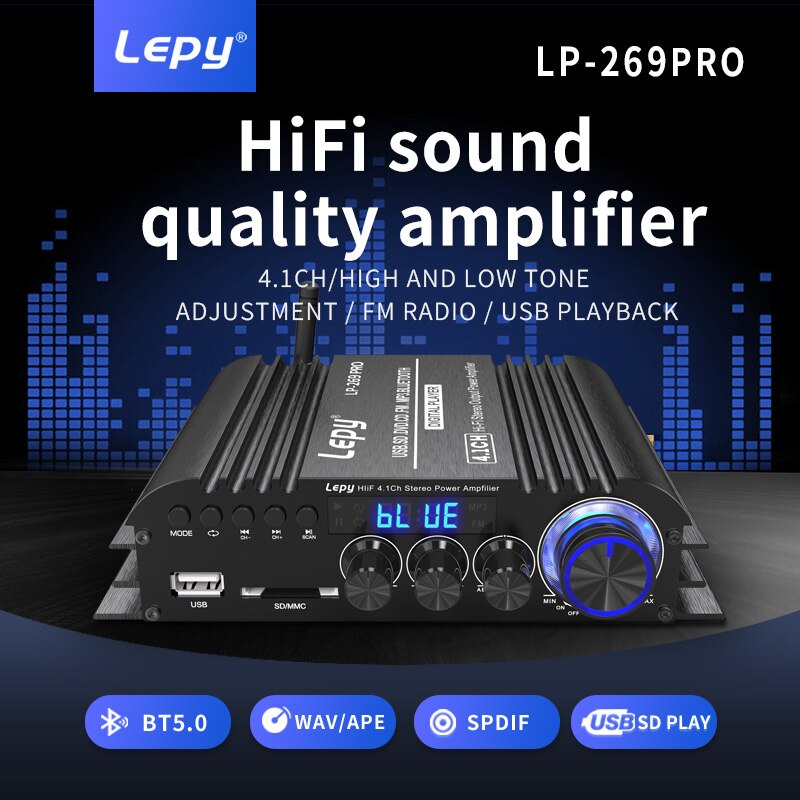 Lepy Audio Amplifier Bluetooth USB Coaxial Sound Booster with Remote - LP-269PRO - Black
