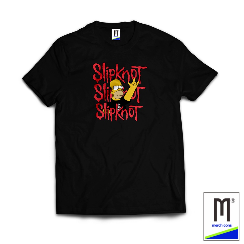 KAOS BAND SLIPKNOT HITAM TAG MERCHCONS SIZE LUAR / KAOS MUSIK DISTRO