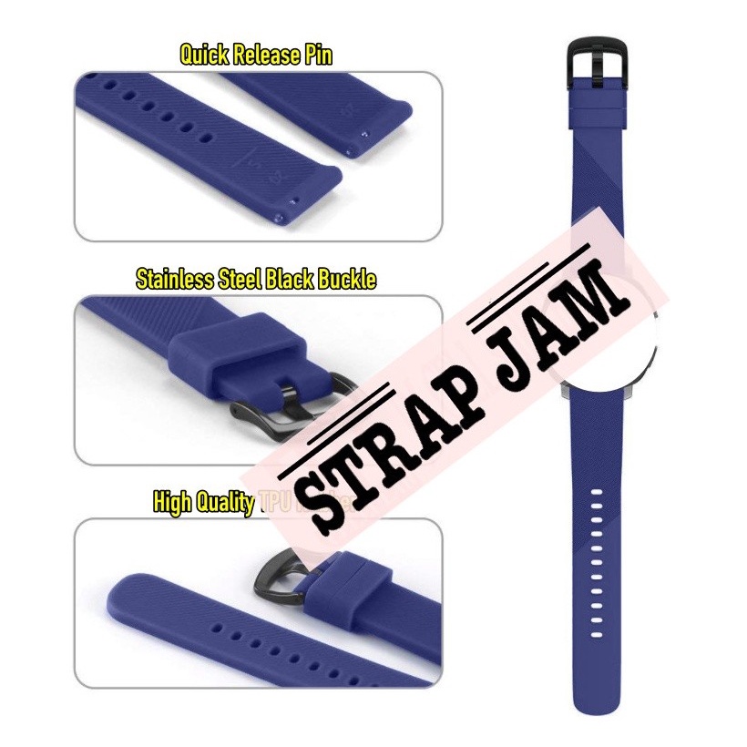 RTS Tali Jam F0ssil Gen 6 Wellness Edition - Strap 20mm Silikon Rubber Dengan Buckle Hitam