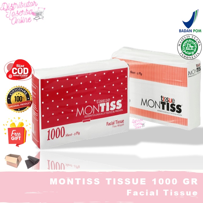 Tisu Montiss 1000 Gram Facial Tissue Wajah Montis 1000 Sheet 2 Ply Tissu Halus dan Lembut