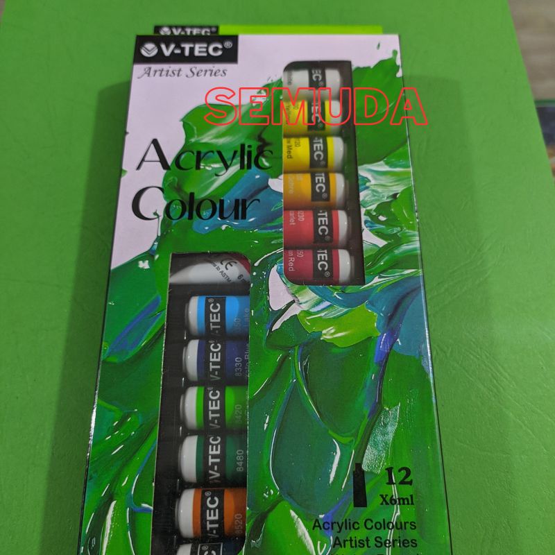 

Cat Acrylic V-Tec Colours 12 warna x6ml