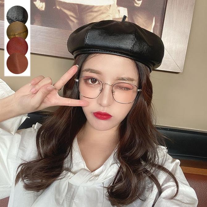 Belt Topi Beret Kulit Pu Leather Baret Topi Mangaka Komikus Korea Jepa