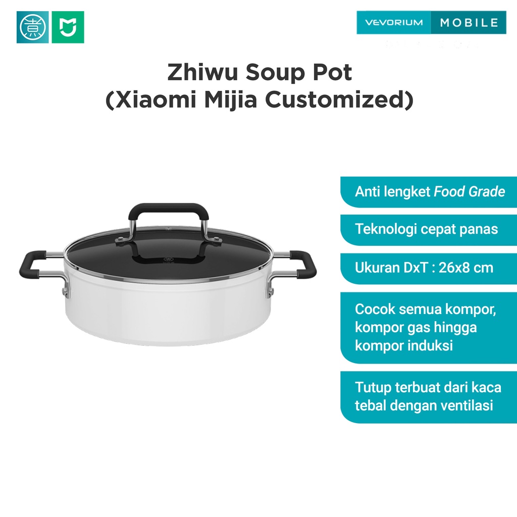 [Xiaomi Mijia] Zhiwu Induction Soup Pan Panci Sup Induksi Teflon Anti Lengket Xiaomi Cepat Panas dan Merata Aesthetic Estetis Minimalis Estetik