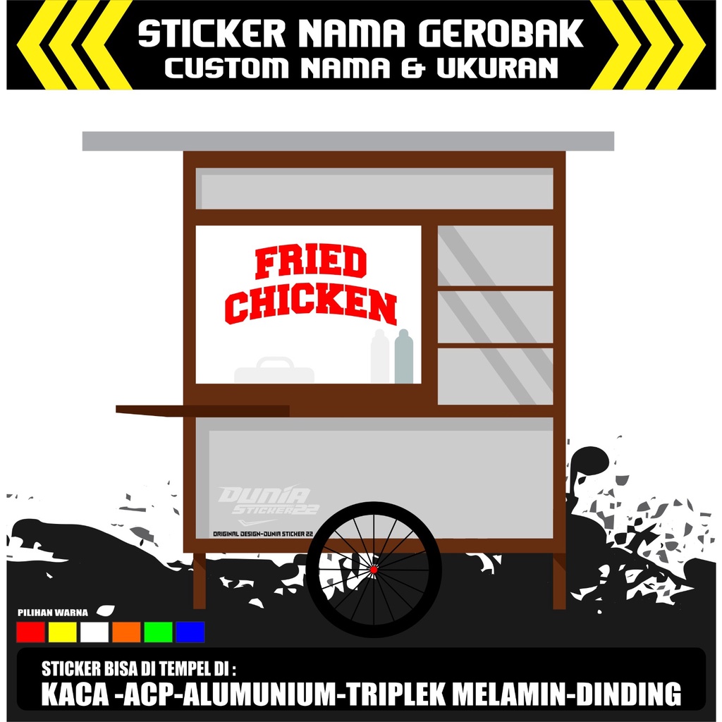 Sticker Kaca / Cutting Sticker Kaca / Sticker Nama Gerobak / Etalaseu / Papan Nama / Sticker Fried C