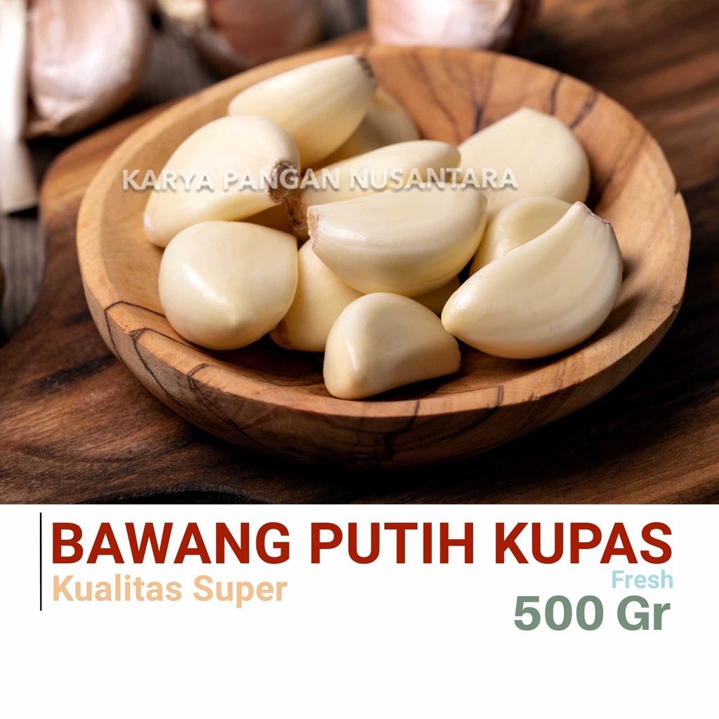 

BAWANG PUTIH KUPAS 500 GRAM / BAWANG PUTIH KUPAS PACK 500 GRAM