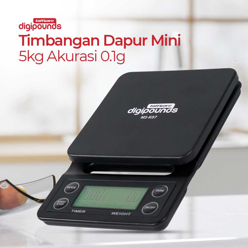 (BISA COD) FTIHSHP  Digipounds Timbangan Dapur Mini Timer 5kg Akurasi 0.1g - MS-K07